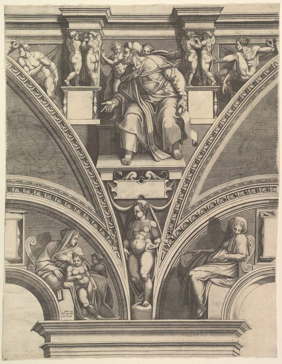 Prorok Ezekiel, ze série Proroků a Sibyl v Sixtinské kapli, 1570-75. od Giorgio Ghisi