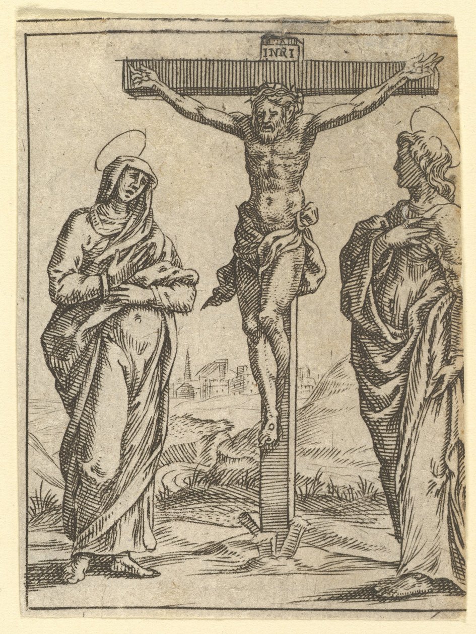Panna Bolestná: Ukřižování, jedno z devíti okolních oddělení z V..., z roku 1575. od Giorgio Ghisi