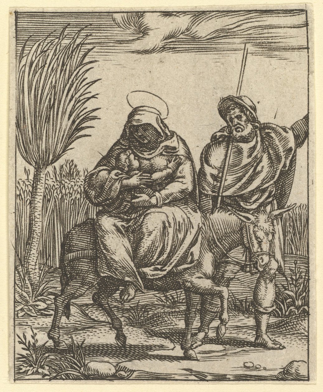 The Virgin of Sorrows: The Flight into Egypt, jeden z devíti okolních oddílů z..., od roku 1575. od Giorgio Ghisi