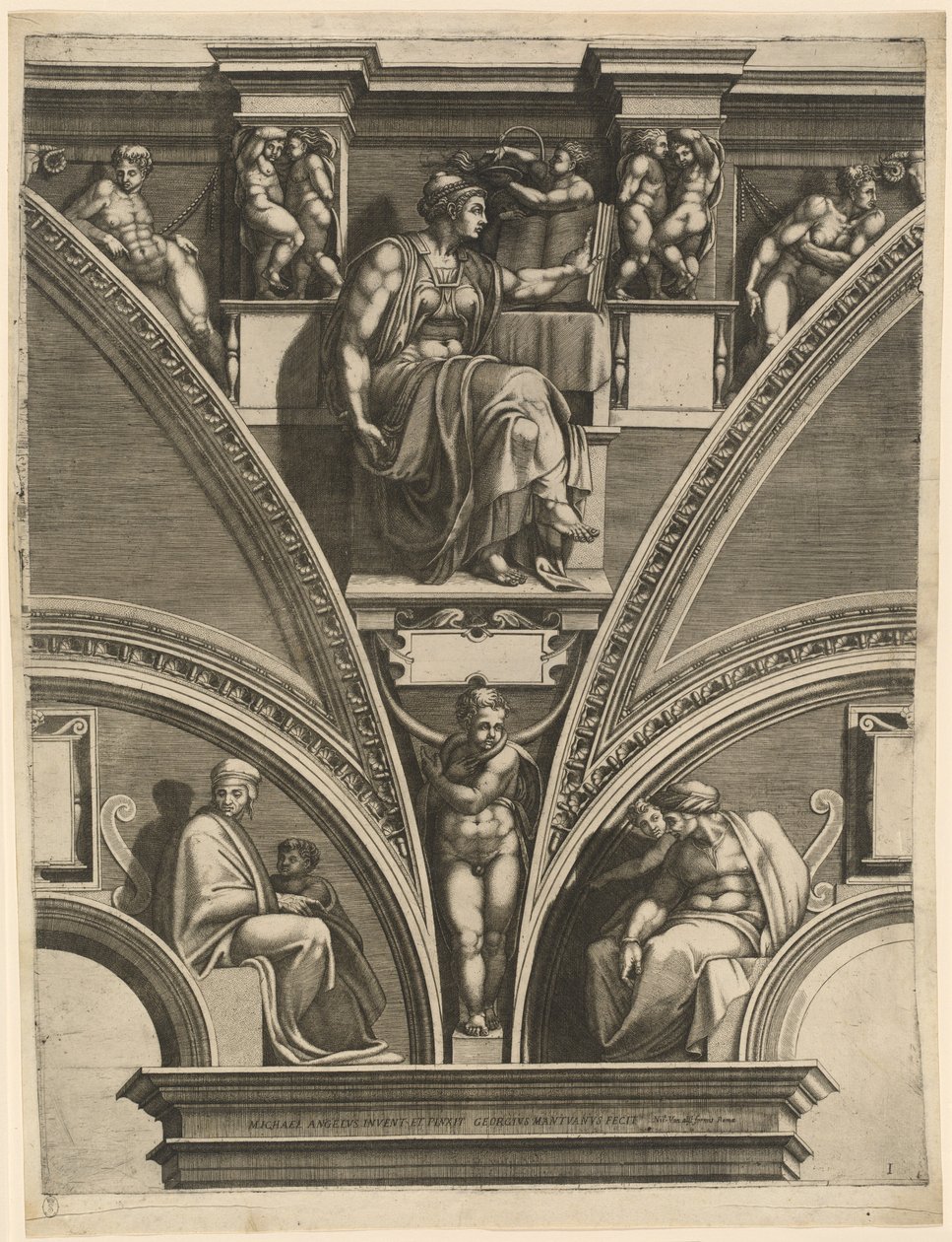 Eritrejská Sibyla od Giorgio Ghisi after Michelangelo