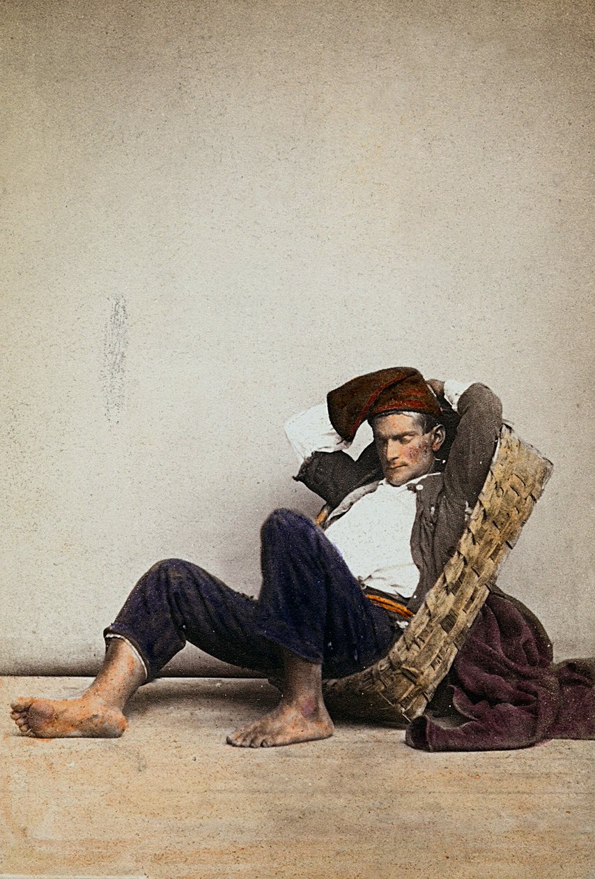 "Lazzarone" (neapolský žebrák bez domova). Neapol od Giorgio Sommer