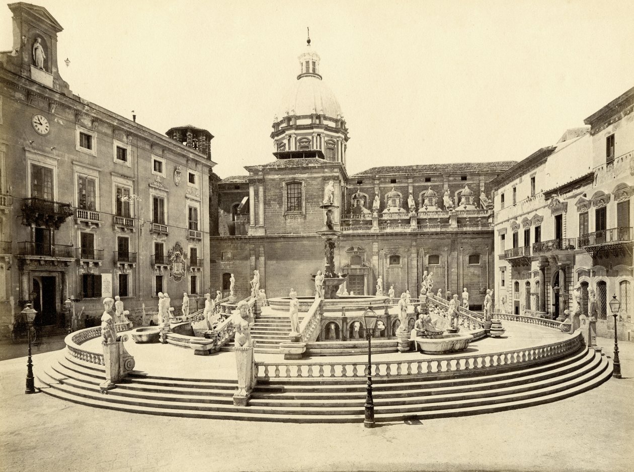Fontána Pretoria, Palermo, Itálie, fotografie Giorgio Sommer od Giorgio Sommer