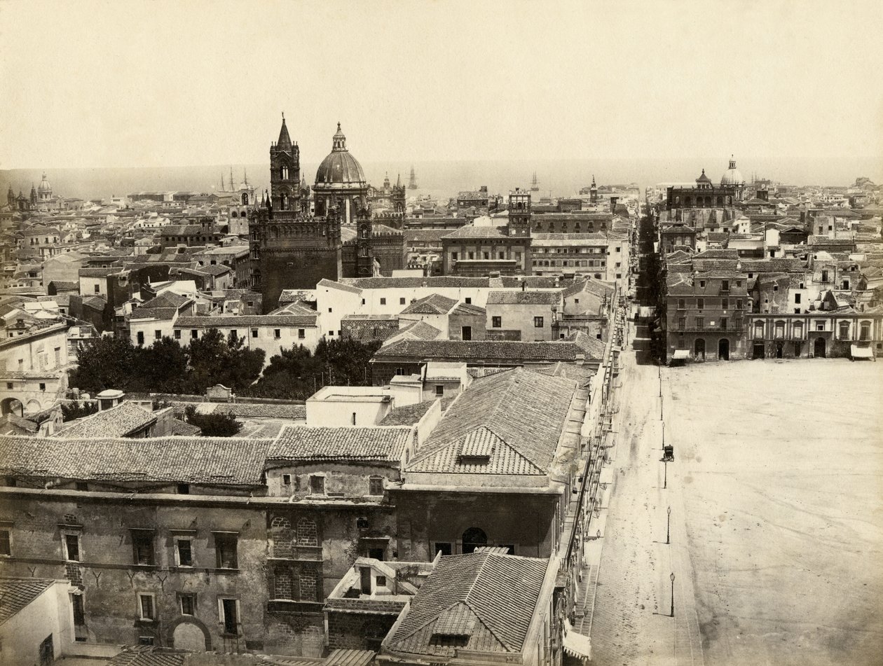 Pohled na Palermo z Porta Nuova, Sicílie, Itálie, fotografie Giorgio Sommer od Giorgio Sommer