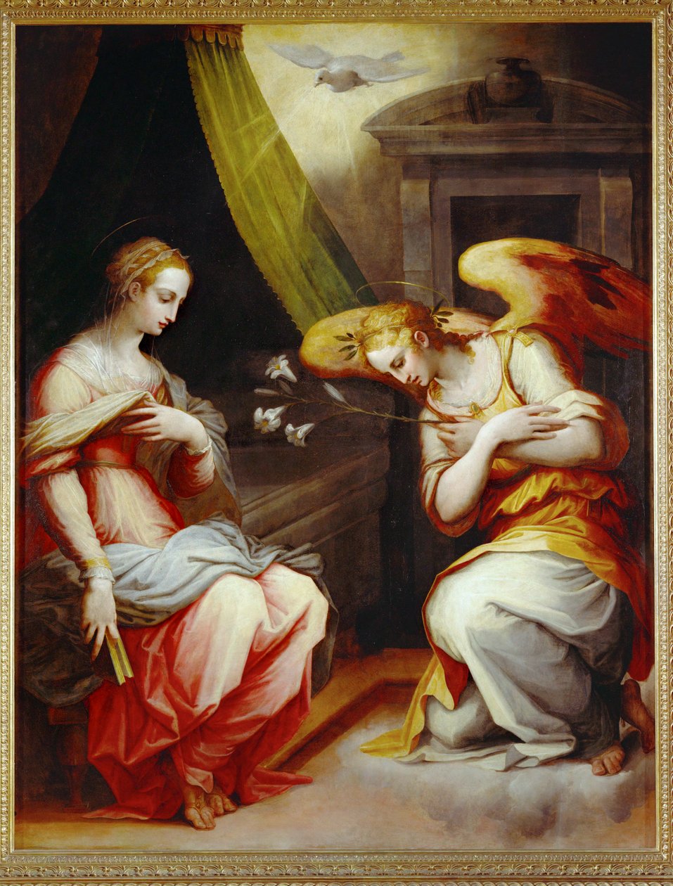 Zvěstování. Střední panel triptychu. Namalováno pro hlavní oltář kostela Santa Maria Novella v Arezzu ... od Giorgio Vasari