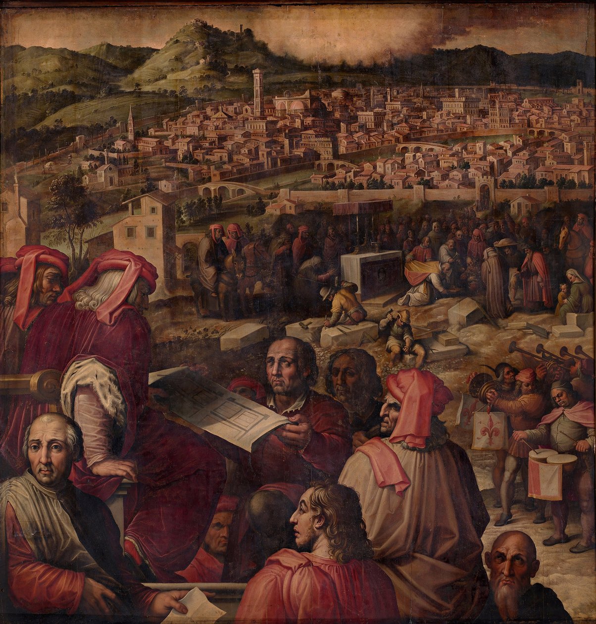 Arnolfo di Cambio ukazuje plán na zvětšení Florencie, 1563-1565 od Giorgio Vasari