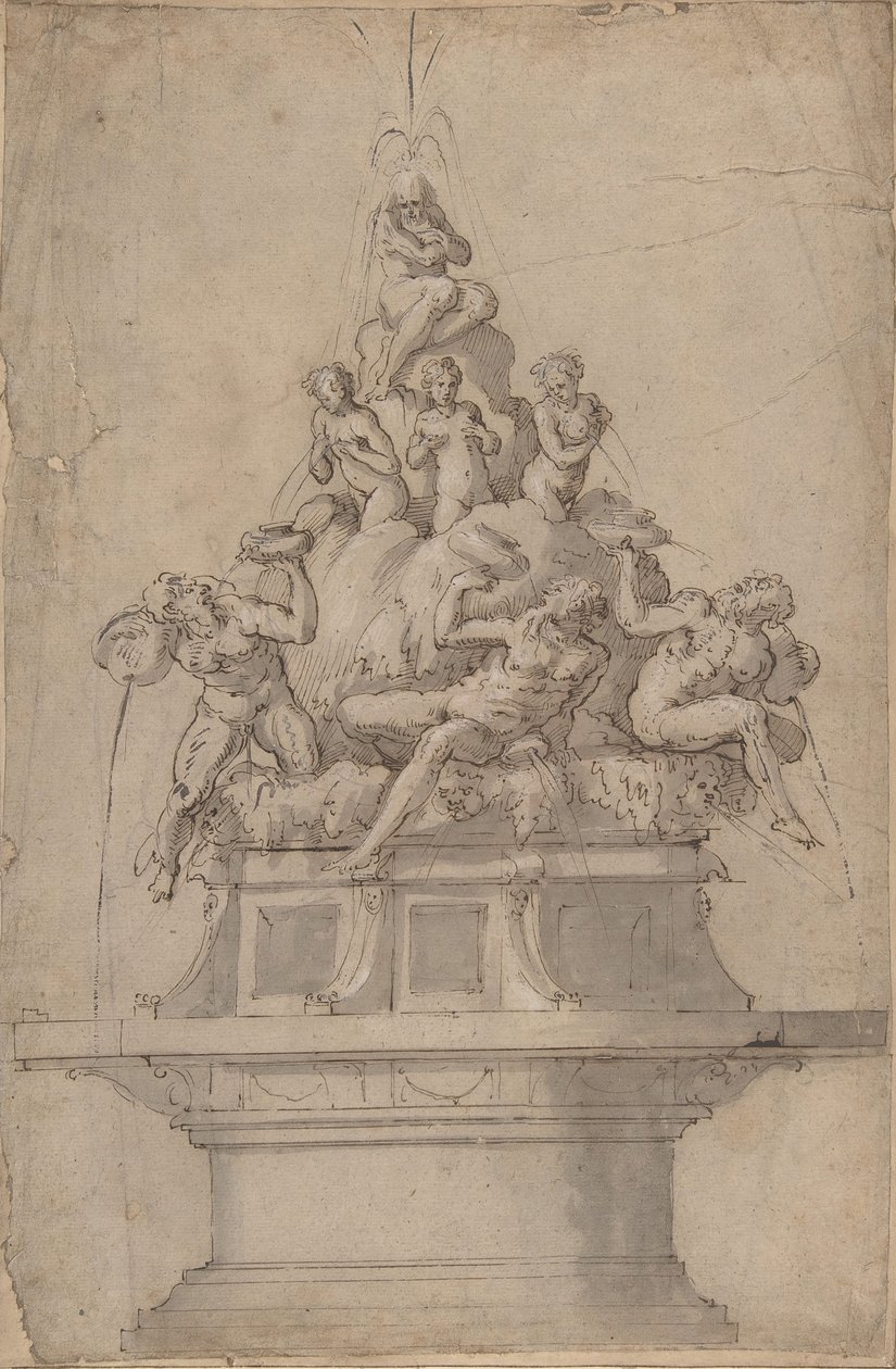 Design pro fontánu s říčními bohy a nymfami., 1511-74. od Giorgio Vasari