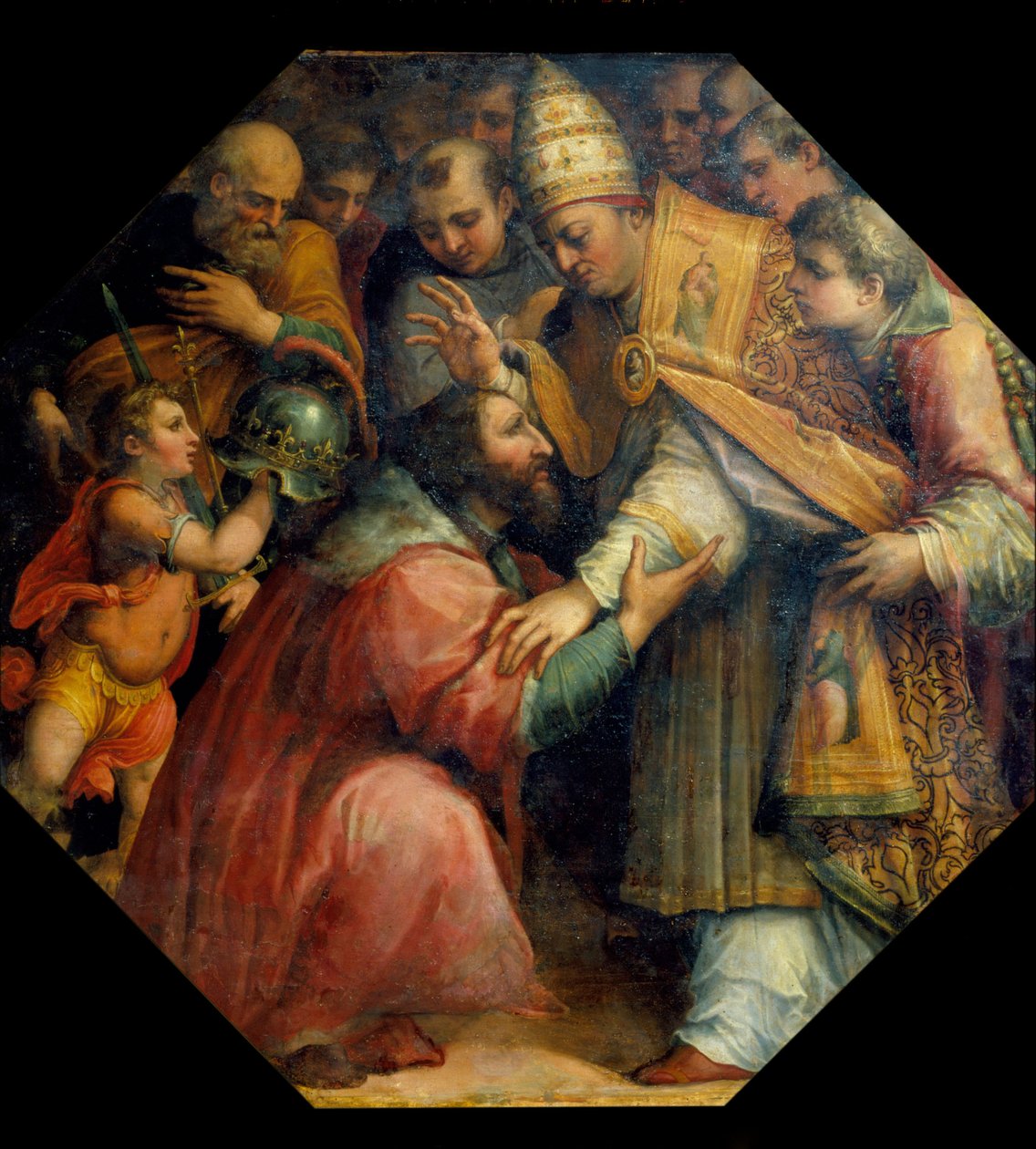 Setkání Francoise I. a Leona X. v Bologni ( Boloňský konkordát z roku 1517), kolem 1558-62 (olej) od Giorgio Vasari