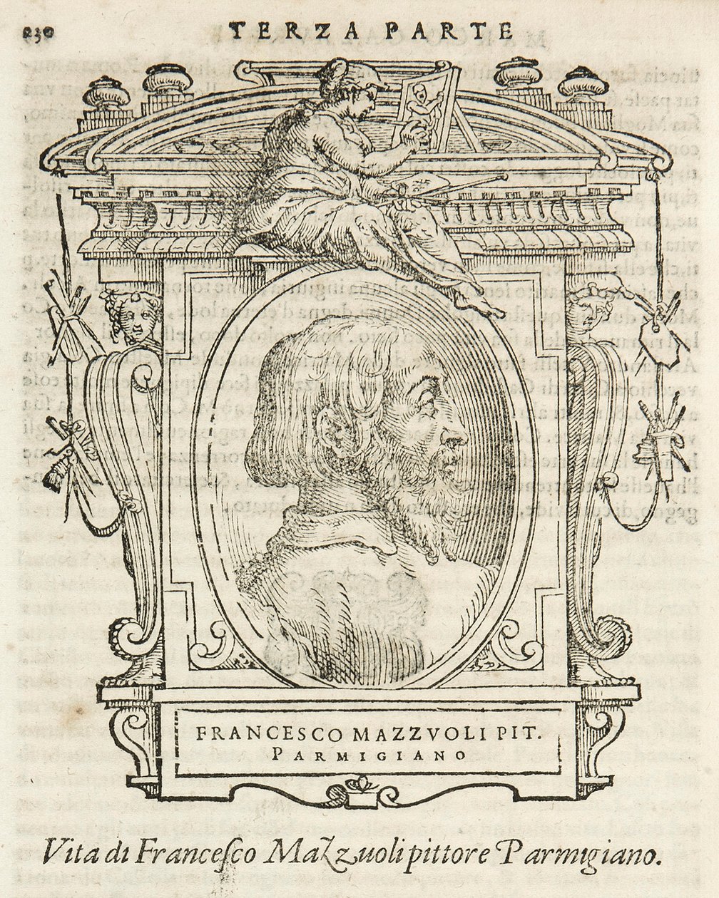 Milán, Biblioteca Braidense, Vite de piv excellent, Giorgio Vasari 1568, Francesco Mazzuoli zvaný Il Parmigianino od Giorgio Vasari