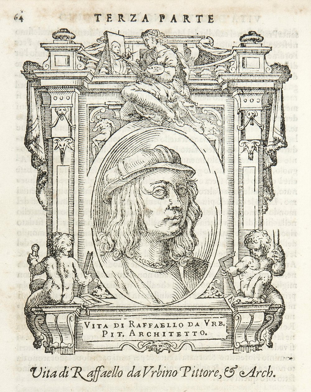Milán, Biblioteca Braidense, Vite de piv excellent, Giorgio Vasari 1568, Raffello Sanzio da Urbino od Giorgio Vasari