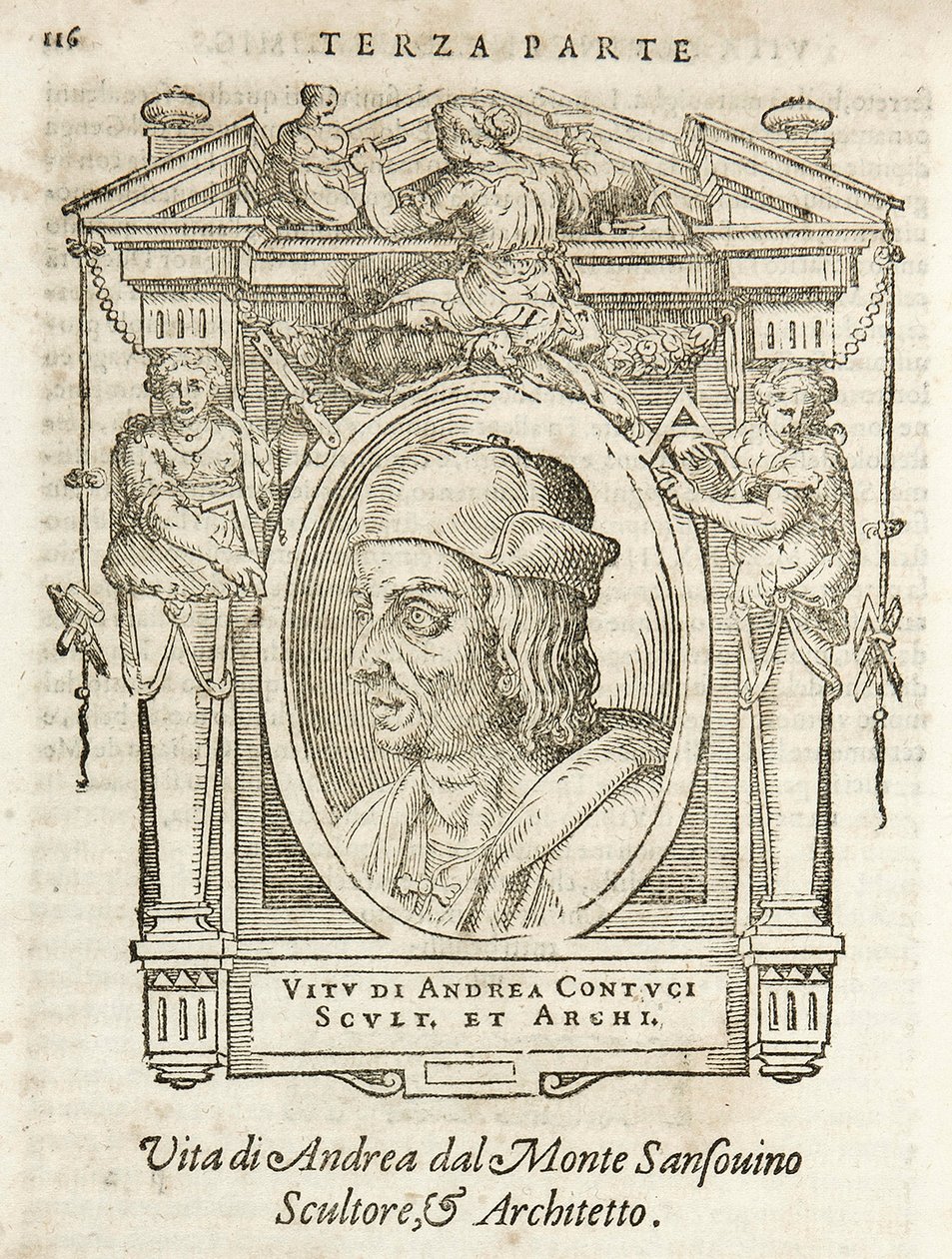 Milán, Braidense Library, Vite de piv excellent, Giorgio Vasari 1568, Andrea Contucci od Giorgio Vasari