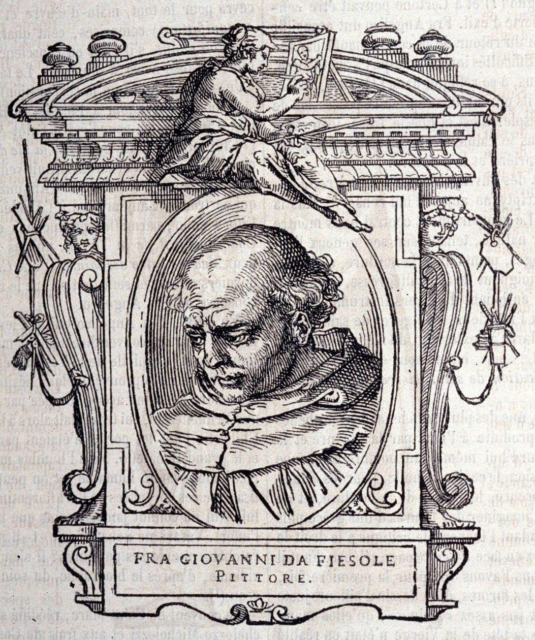 Portrét Beato Angelico dit Fra Angelico (Guido Di Pietro Da Mugello) 1390-1455, italský malíř. V „“ Životy nejlepších italských sochařů a architektů “” ” od Giorgia Vasariho 1568. od Giorgio Vasari