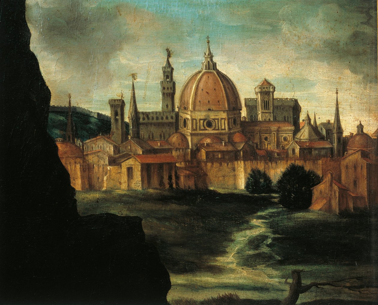 Portrét vévody Alexandra De Medici, Detail: město Florencie, Giorgio Vasari od Giorgio Vasari