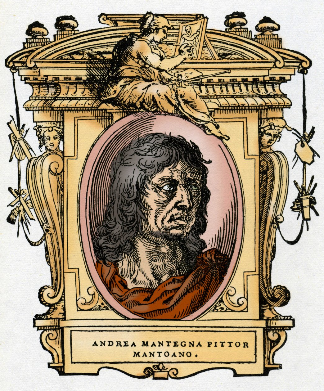Portrét malíře Andrey Mantegny (1431-1506) Xylografie z „Života malířů“ od Giorgia Vasariho. od Giorgio Vasari