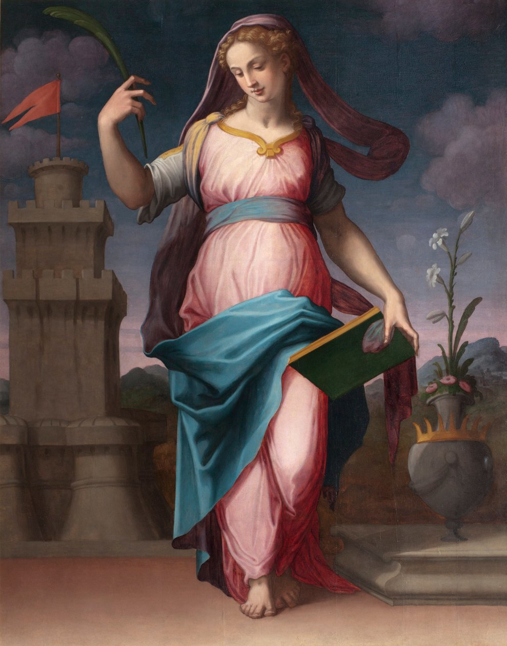 Svatá Barbora (Svatá Barbora) - obraz Giorgia Vasariho (1511-1574), olej na plátně od Giorgio Vasari
