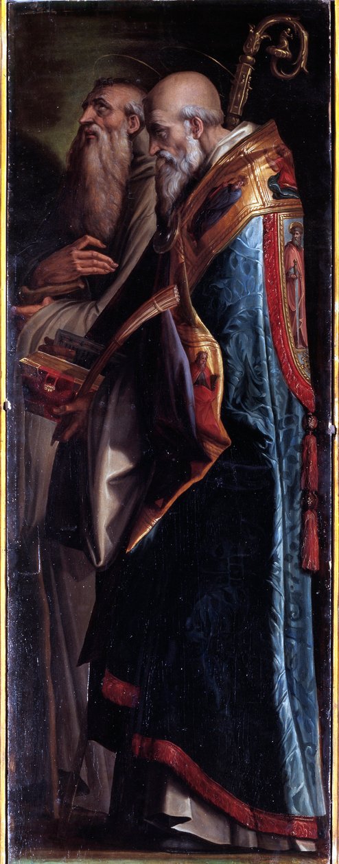Svatí Benedikt a Romualdo (olej na plátně od Giorgio Vasari