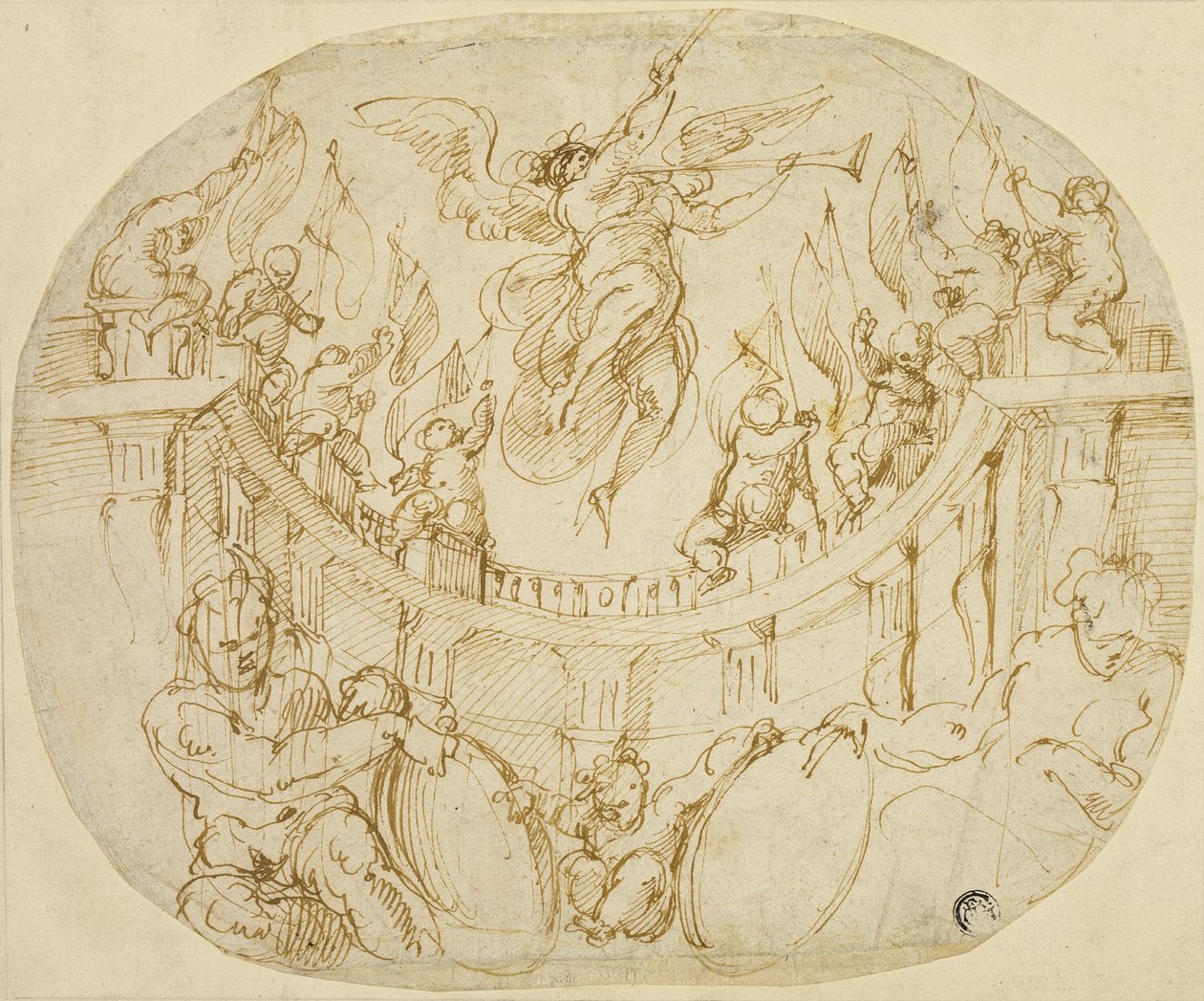 Studie k alegorii dvou florentských kvartýrů od Giorgio Vasari