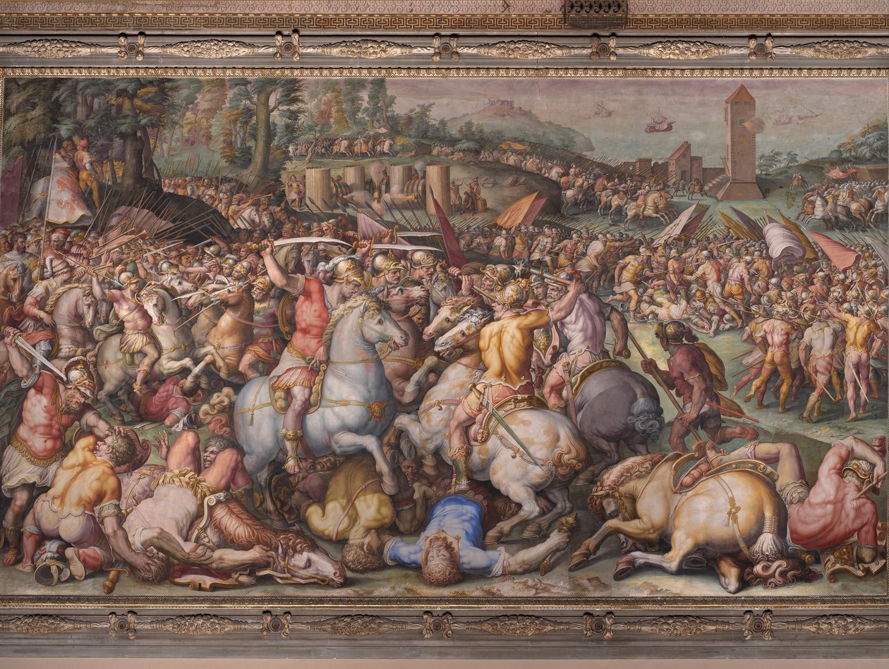 Porážka Pisanů u věže San Vincenzo, ze Salone dei Cinquecento, 1569 od Giorgio Vasari