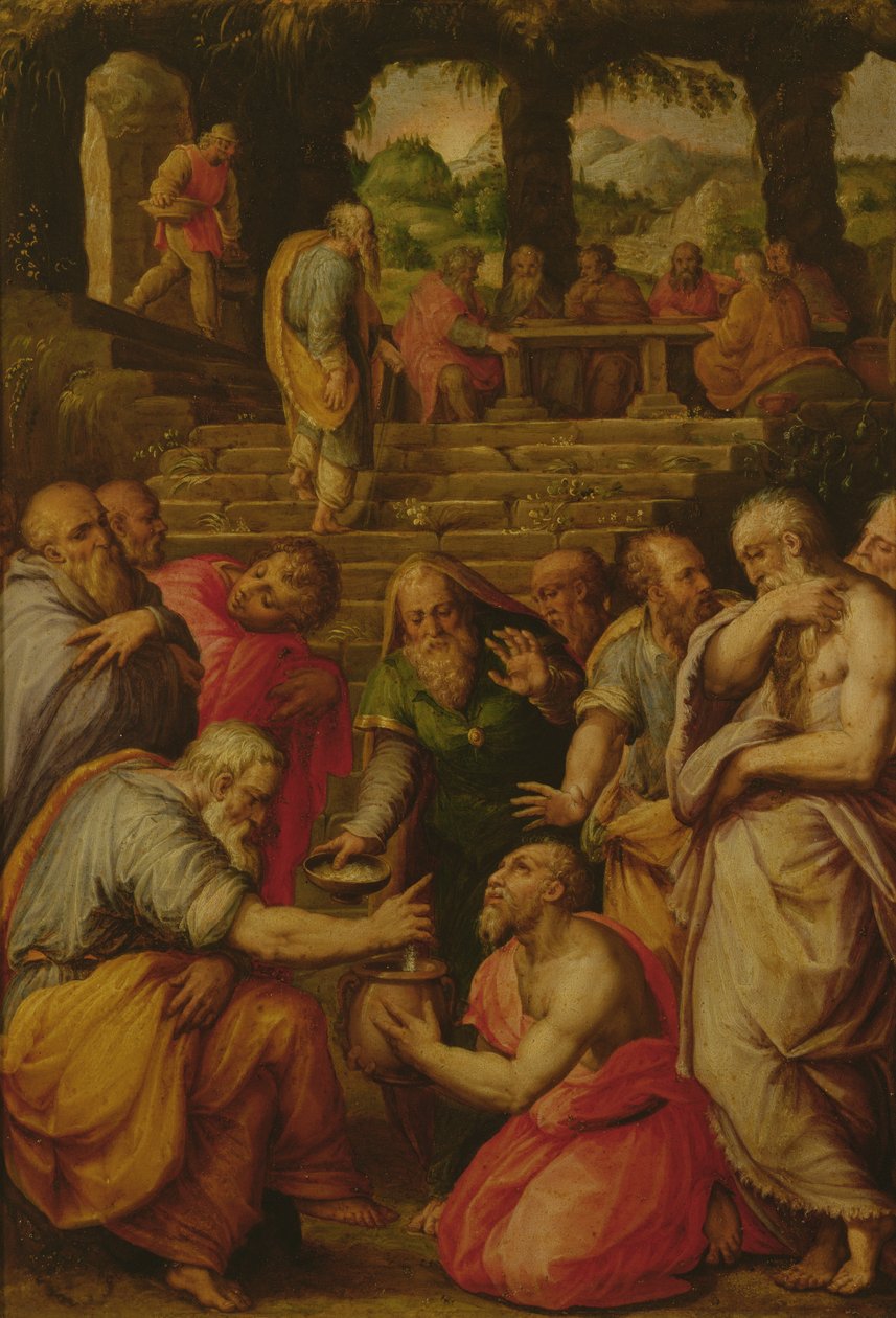 Zázraky proroka Elizea (olej na desce) od Giorgio Vasari