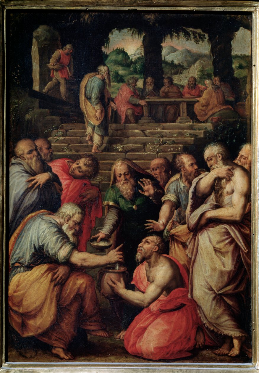 Prorok Elizeus - olej na panelu, kolem roku 1566 od Giorgio Vasari