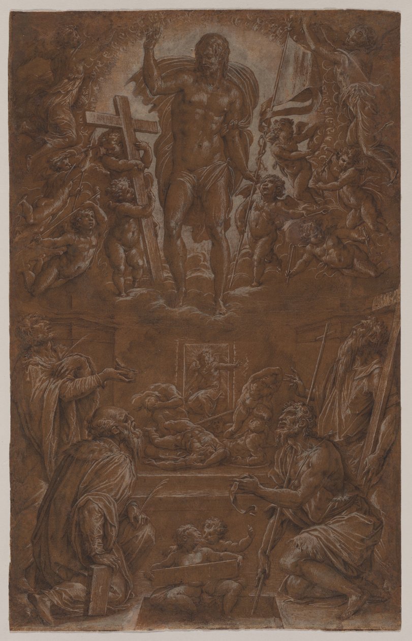 Zmrtvýchvstalý Kristus uctívaný svatými a anděly, 1566-1568. od Giorgio Vasari