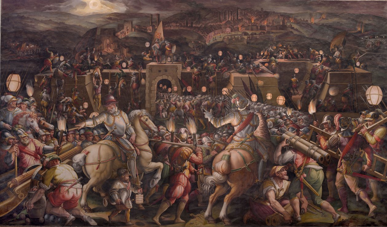 Útok na pevnost poblíž Porta Camollia v Sieně, 1570 od Giorgio Vasari