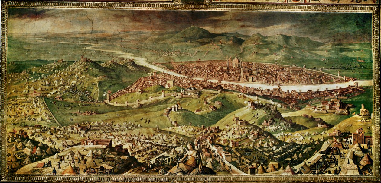 Pohled na Florencii. Freska ... (freska) od Giorgio Vasari
