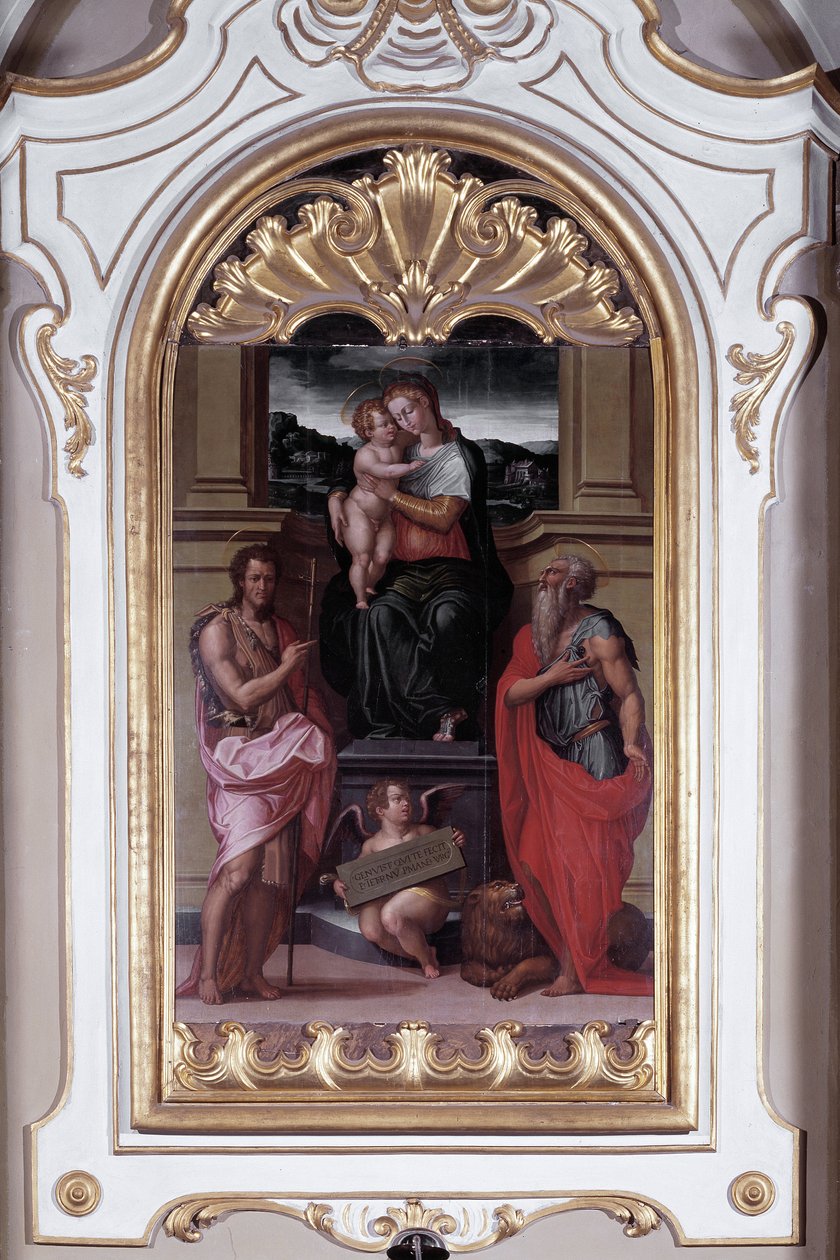 Panna obklopená svatým Janem Křtitelem a svatým Jeronýmem (olej na plátně od Giorgio Vasari