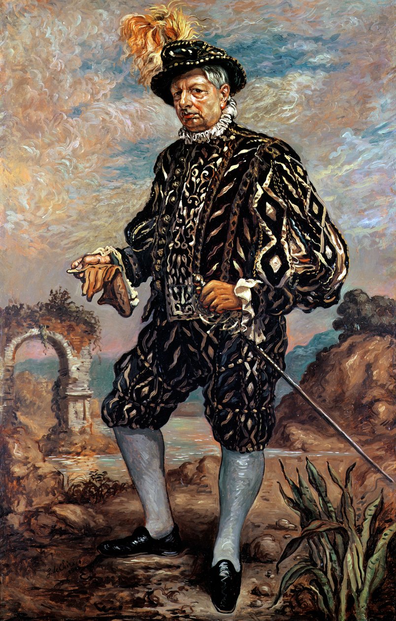 Autoportrét v černém kostýmu ze 17. století od Giorgio de Chirico