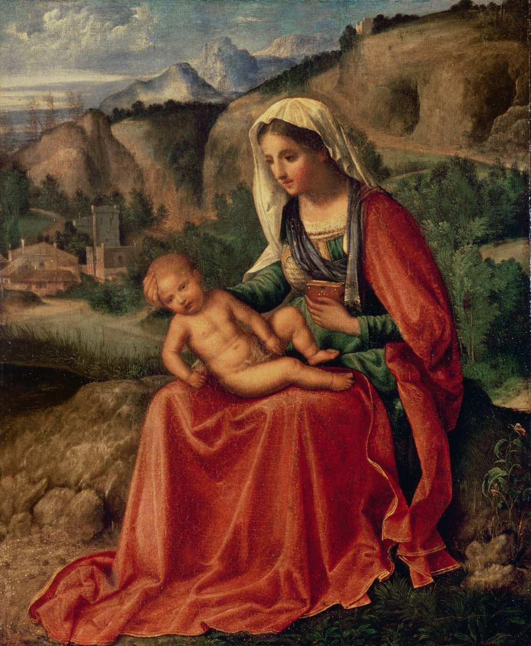 Panna a dítě v krajině, c.1503 od Giorgione da Castelfranco