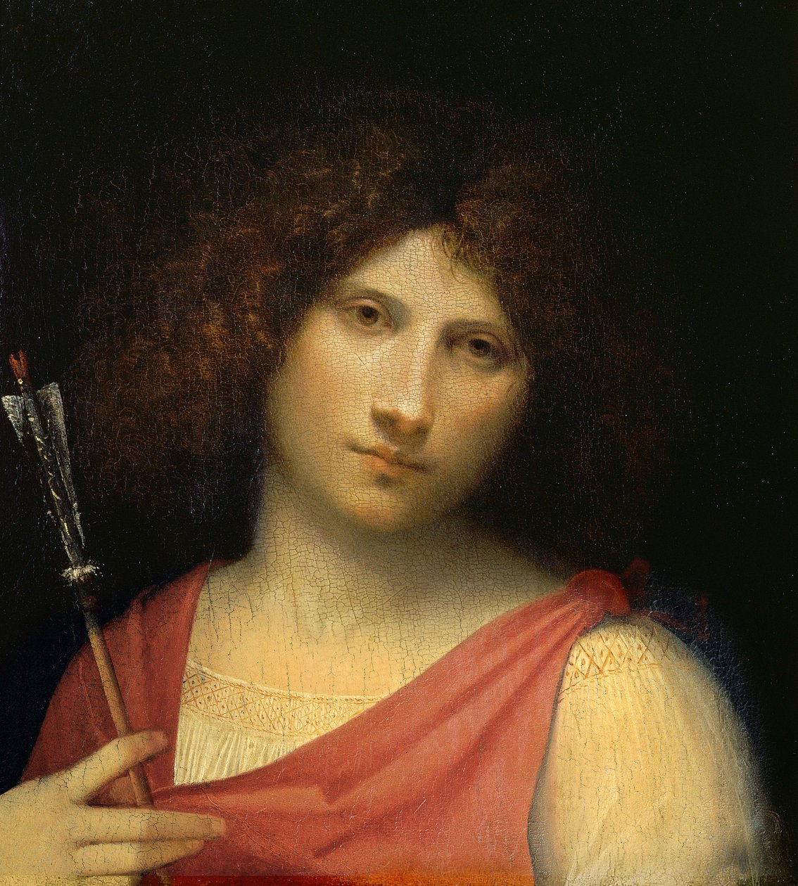 Mládež držící šíp, cca 1505 (olej na topolu) od Giorgione da Castelfranco