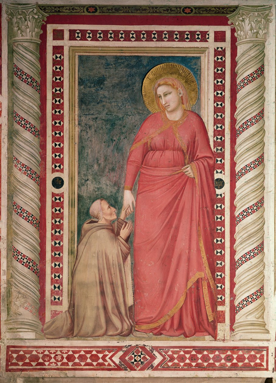 Biskup Pontano klečící před sv. Máří Magdalenou, kaple Magdaleny, kolem 1320 od Giotto di Bondone
