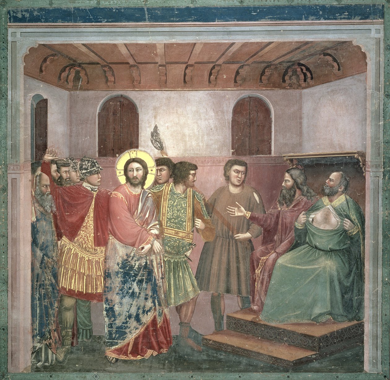 Kristus před Kaifášem, asi 1305 od Giotto di Bondone