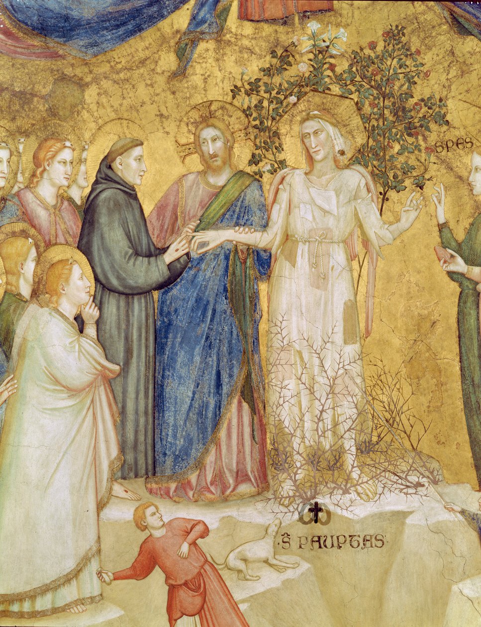 Kristus žehná mystickému sňatku svatého Františka s chudobou, 1330 od Giotto di Bondone