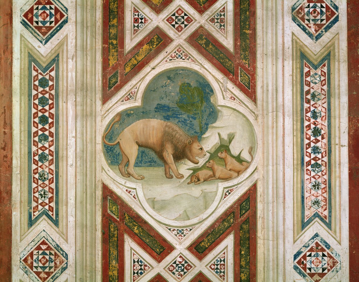 Lev se svými mláďaty, kolem roku 1305 od Giotto di Bondone