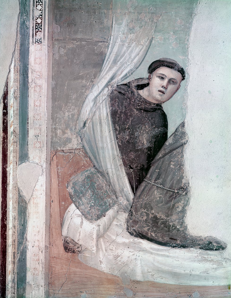 Mnich, detail z cyklu Život sv. Františka, kaple Bardi, kolem 1340 od Giotto di Bondone
