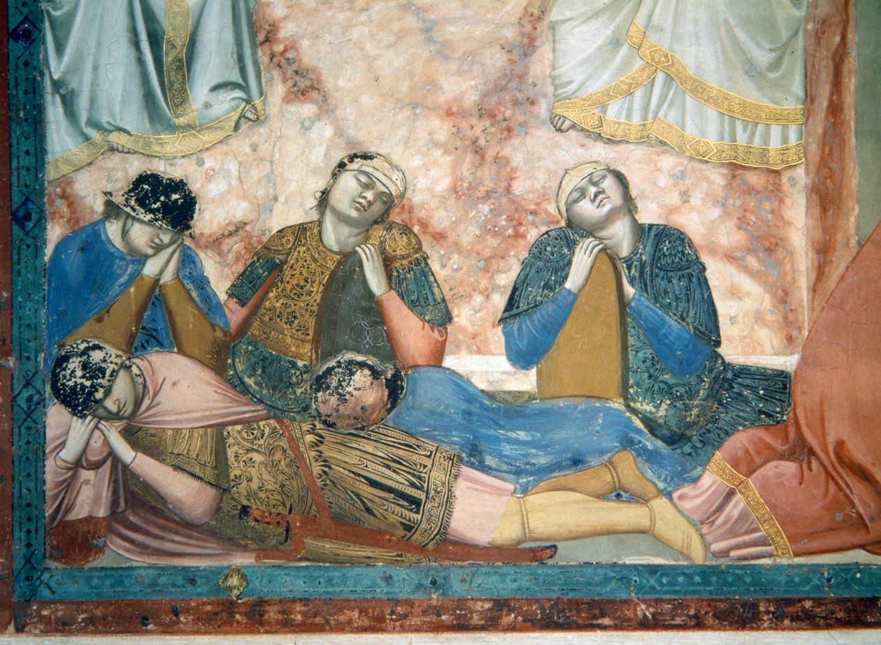 Noli Me Tangere, detail spících vojáků, asi 1305 detail fresky 102746 od Giotto di Bondone