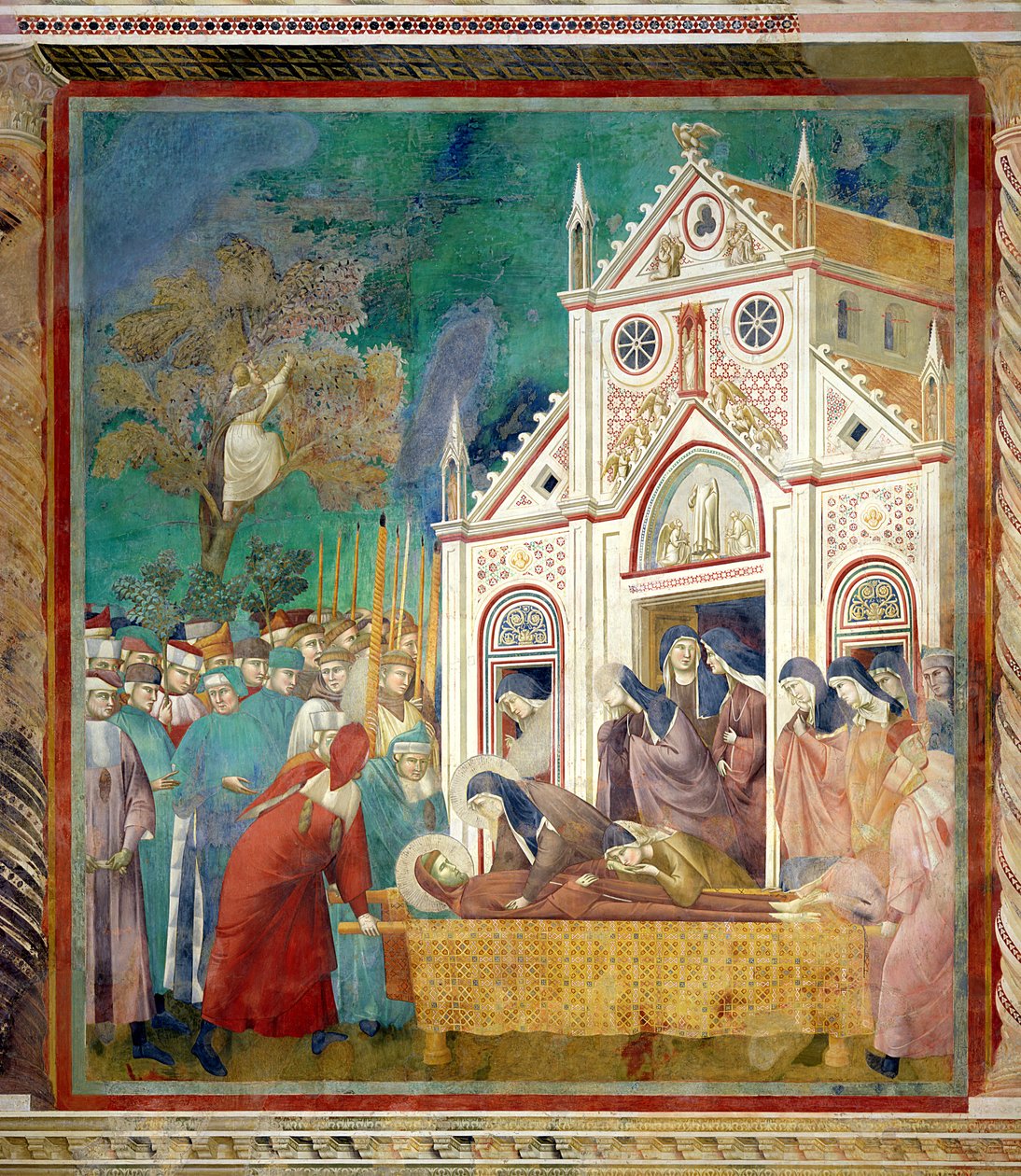 Sv. Klára objímá tělo svatého Františka v klášteře San Damiano, 1297-99 od Giotto di Bondone