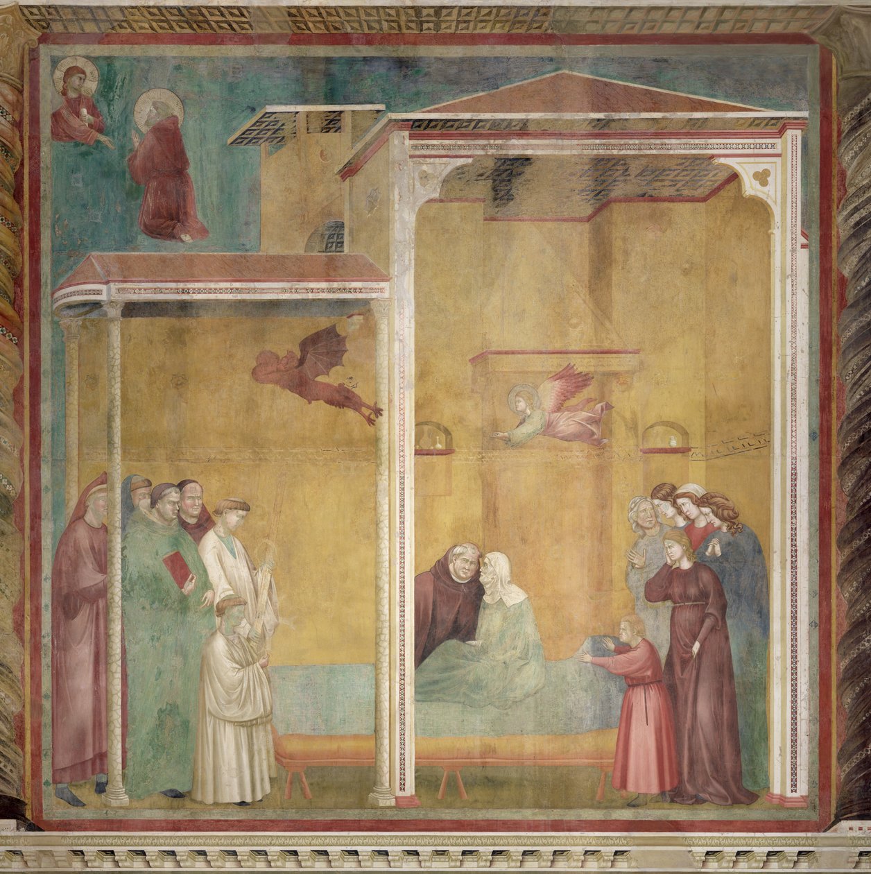 Sv. František oživuje nenakaženou ženu, aby usnadnil její vyznání, 1297-99 od Giotto di Bondone