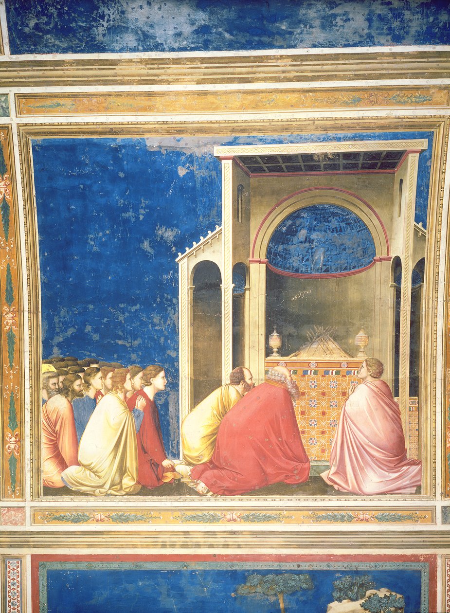 Nápadníci Panny Marie se modlí před pruty v chrámu, kolem roku 1305 (podrobnosti viz 67132) od Giotto di Bondone