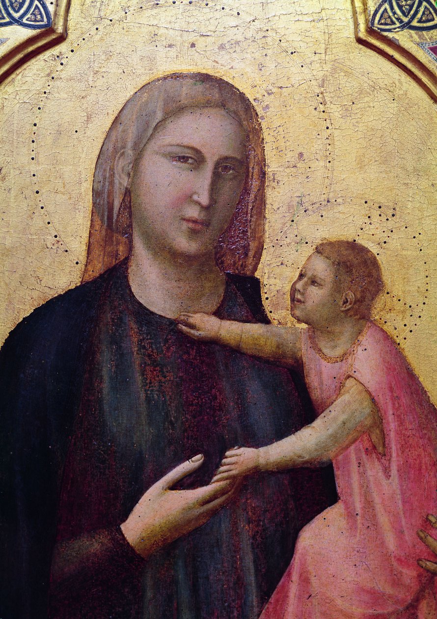 Panna a dítě, centrální panel oltáře Badia, c.1301 (tempera na panelu) (detail 50341) od Giotto di Bondone