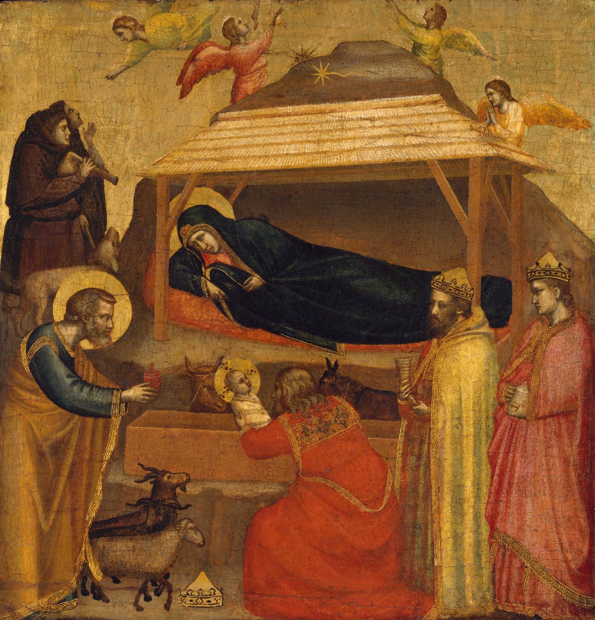 Klanění tří králů, cca 1320 (tempera na dřevě, zlatá půda) od Giotto di Bondone