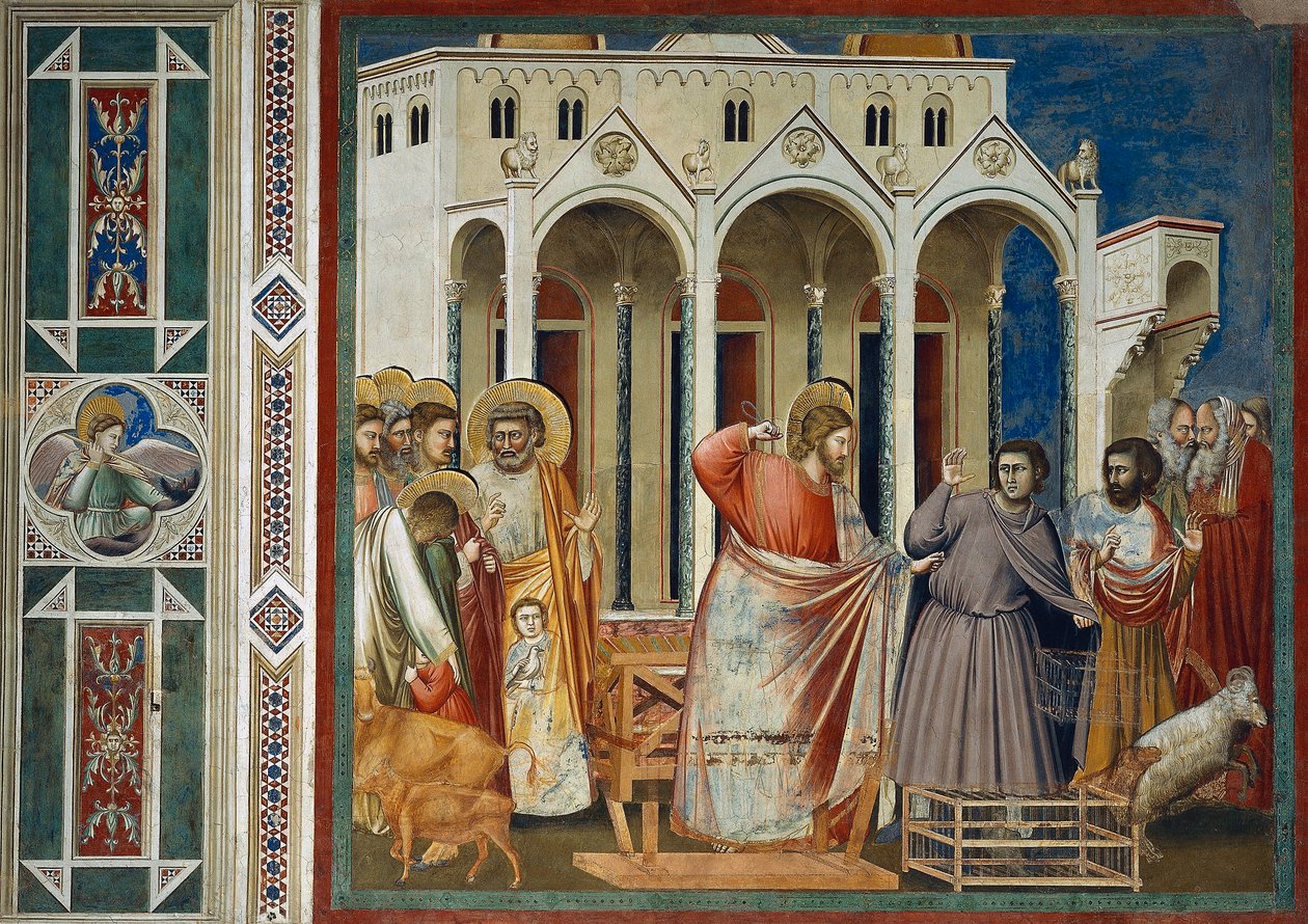 Vyhnání obchodníků z chrámu, detail ze života a umučení Krista od Giotta od Giotto (c.1266 1337)