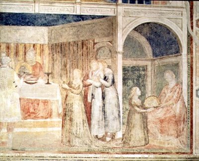 Herodova hostina, detail Salome, z kaple Peruzzi (freska) (detail 63332) od Giotto (c.1266 1337)