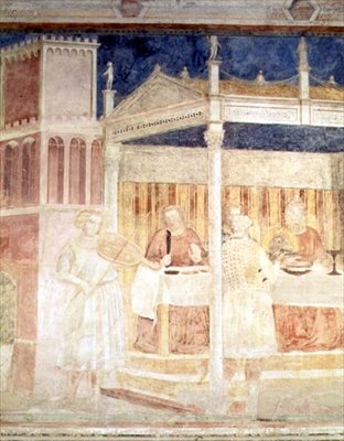 Herodova hostina, detail houslisty, z Peruzziho kaple (freska) (detail 63332) od Giotto (c.1266 1337)