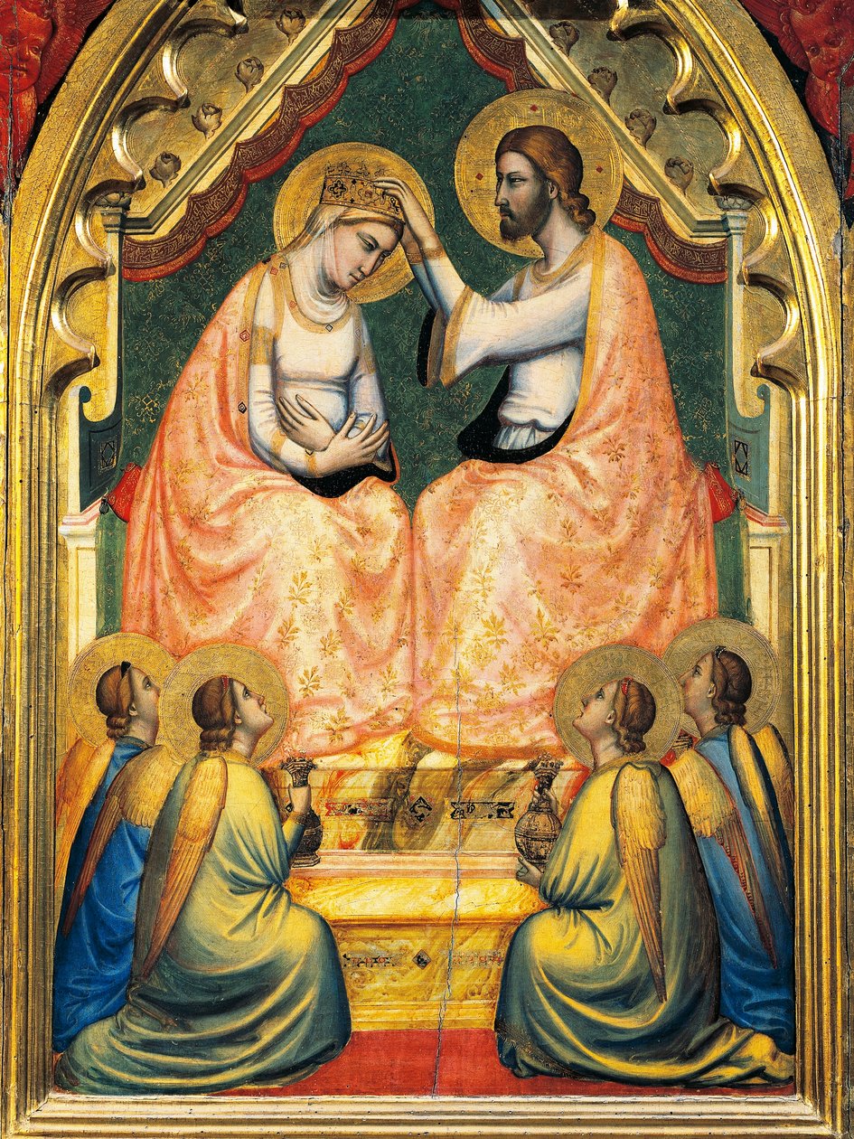 Itálie, Florencie, Bazilika svatého Kříže, Kaple Bandini Baroncelli, Korunovace Panny Marie, od Giotta (1267-1337), freska, Detail od Giotto (c.1266 1337)