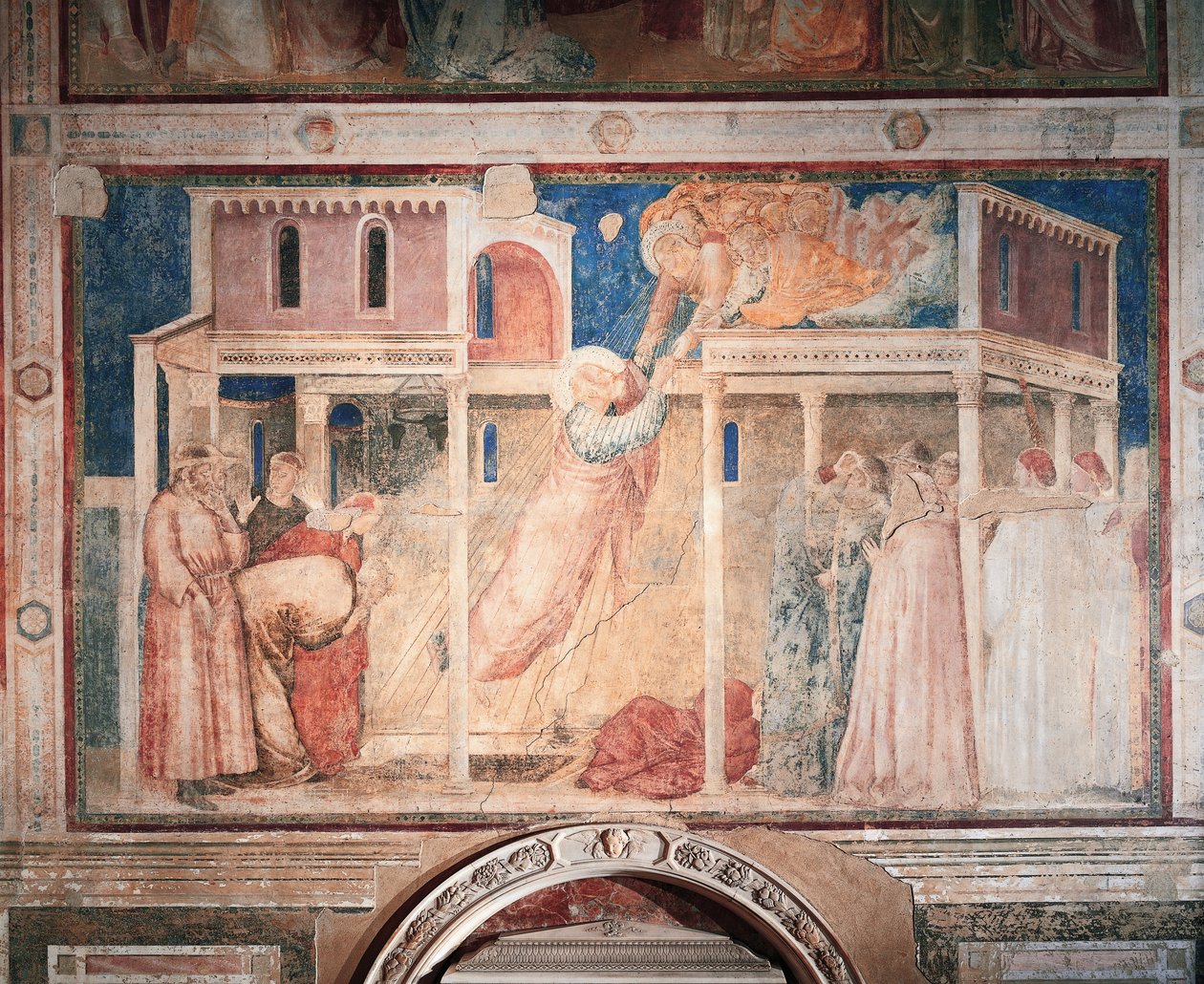 Itálie, Florencie, bazilika svatého Kříže, kaple Peruzzi, Příběhy Jana Evangelisty: únos, Giotto (1267-1337), freska, Detail od Giotto (c.1266 1337)