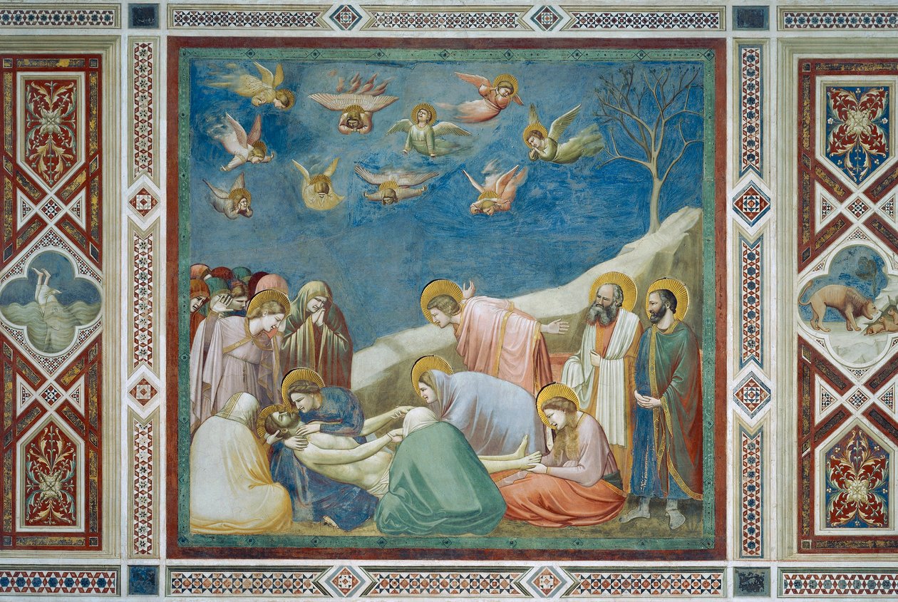 Pláč nad mrtvým Kristem, detail z knihy Život a utrpení Krista od Giotto (c.1266 1337)
