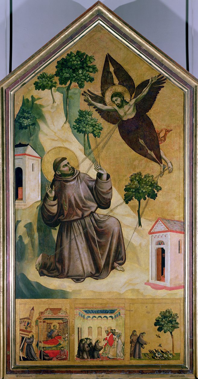 Sv. František přijímající stigmata, kolem 1295-1300 (tempera na panelu) od Giotto (c.1266 1337)