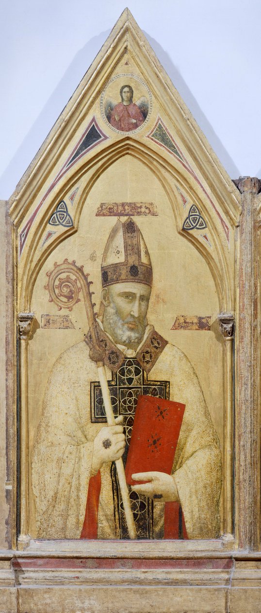 Svatý Mikuláš z Bari, detail z Badia Polyptych, cca 1300, od Giotta (1267-1337), tempera na panelu, 91x334 cm od Giotto (c.1266 1337)
