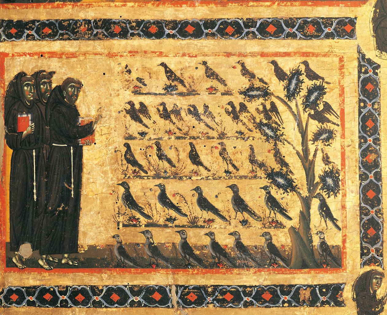 Příběhy svatého Františka: Svatý František káže ptákům, freska od Giotta (1267-1337), cca 1325. Bardi kaple Vernio, bazilika Santa Croce, Florencie. Itálie od Giotto (c.1266 1337)